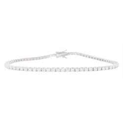 18ct white gold round brilliant cut diamond line bracelet, stamped, total diamond weight approx 2.50 carat