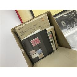 Great British and World stamps, including Queen Elizabeth II issues, first day covers, miniature sheets, Egypt, Finland, France, Greece, Honduras, Hungary, India, Italy, Poland etc, housed in various albums, folders and loose, in one box