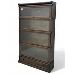 Globe Wernicke - stacking sectional library bookcase, over four glazed up-and-over doors, ...