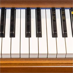 1970s century Welmar mahogany cased upright piano, retailed by The Piano Centre Rotherham, serial no. 75618, H110cm, W141cm