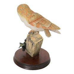 Four Border Fine Arts bird figures, comprising Patience, Courting Grebes, Barn Owl RB15and Golden Eagle RB40, all on wooden plinths, tallest H24cm