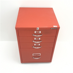  Bisley four drawer filing chest, four drawers, red finish, W47cm, H71cm, D48cm   