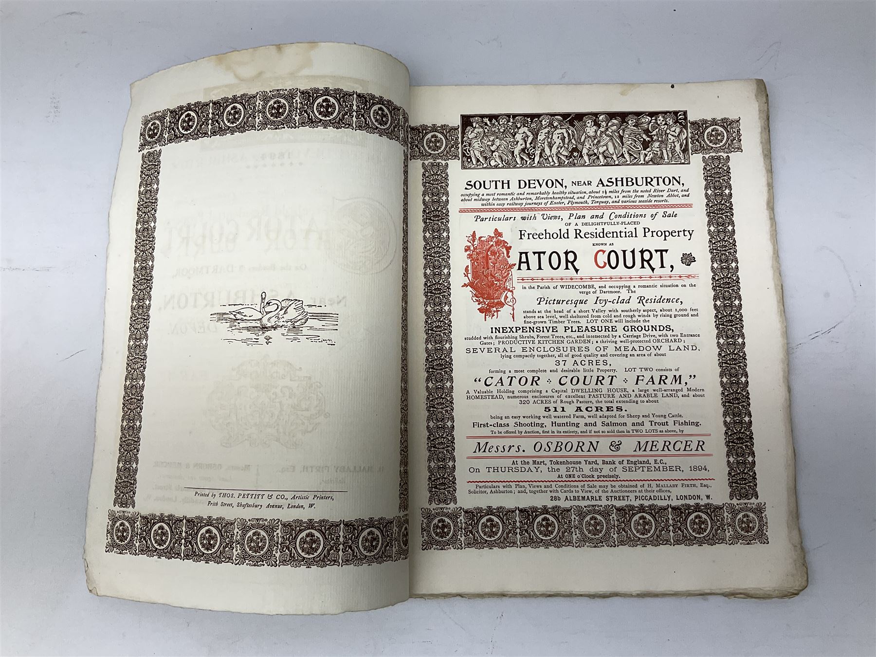 Seven late 19th/early 20th century auction posters of Hull/Yorkshire interest for properties in Hithe (Hive) 1852, South Cave 1880, Ellerker 1904, Hive 1921, Osbaldwick 1921, Balfour Street Hull 1922 and Sancton 1922; another for Cumberland 1824; two early 'This House To Let' posters; posters unframed and folded; and auction particulars for Gator Court, Ashburton, South Devon 
