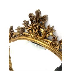 Chippendale style ornate gilt framed over mantle mirror 