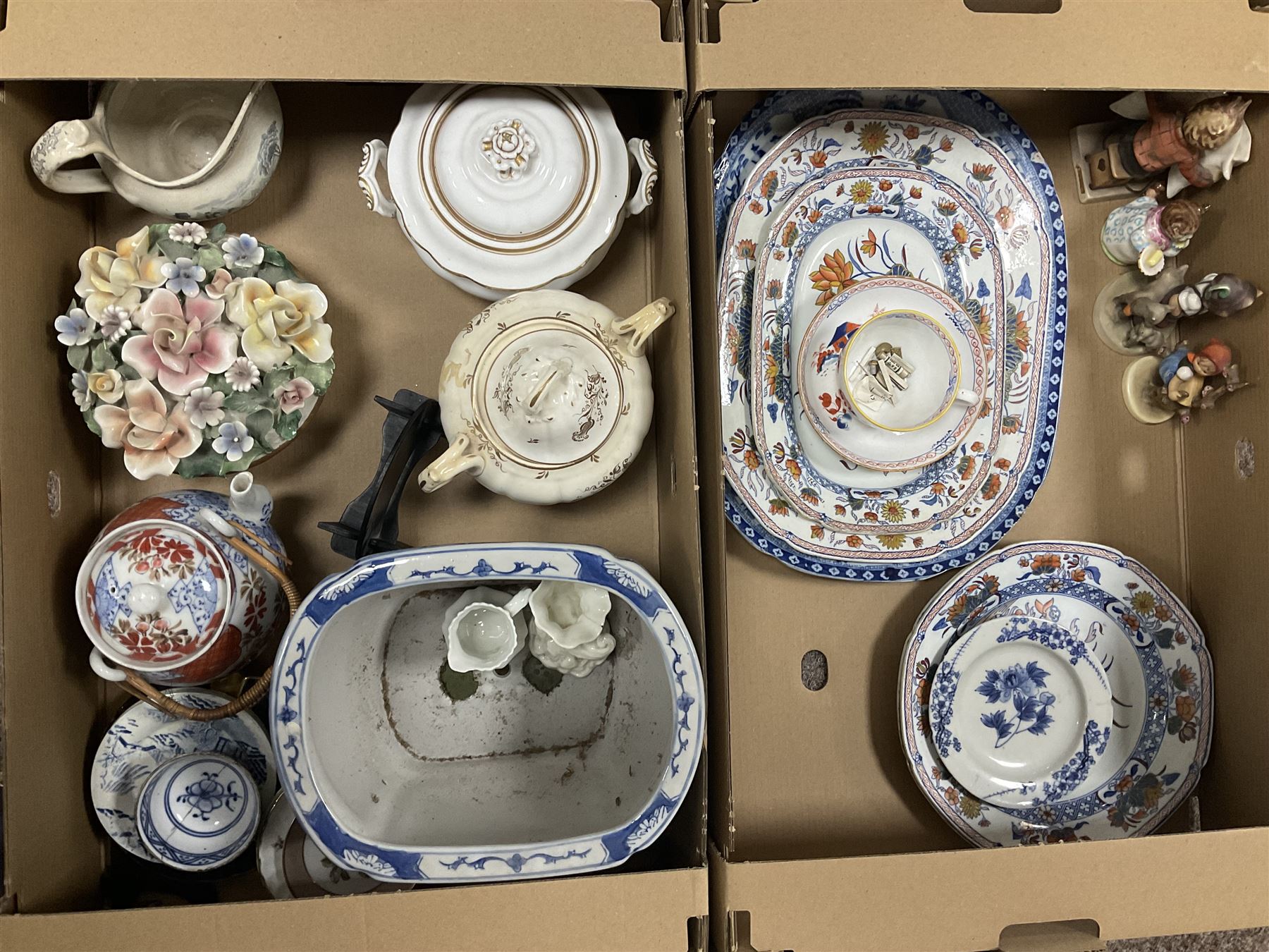 Spode Tower pattern bowl, together with Masons jug, transfer print ceramics and other collectables, in four boxes 
