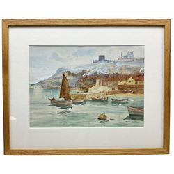 Walter Gibson (British ?circa-1965): Whitby Harbour, watercolour signed 25cm x 35cm