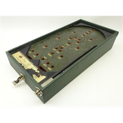 1920's 'The Pixie Pin Game' bagatelle type game including a set of three steel balls, L54cm   