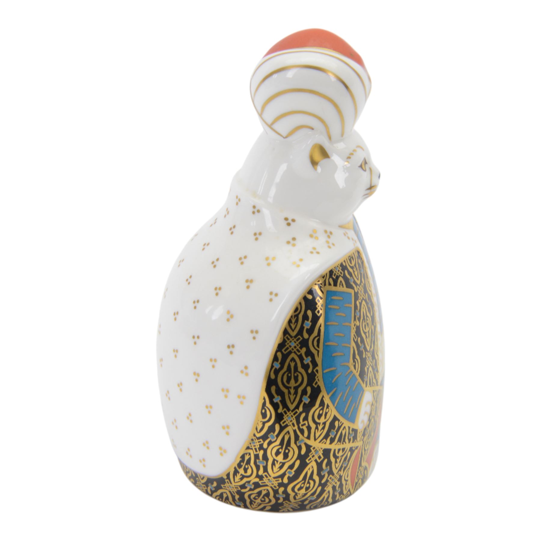 Royal Crown Derby Royal Cats paperweight Persian, with gold stopper and box 