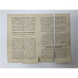 Late 19th/early 20th century boxwood and brass clinometer rule by Stanley, with inset magnetic compass, screw action protractor hinge divided to one degree with rise in inches per yard scale under, spirit level to one edge, marked 'W.F. Stanley Great Turnstile Holborn' with tables of distances, angles and thickness H16cm closed: in original leather covered case with instructions