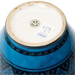 Sevres vase, decorated stylised patterns including fish and rope, designed by L Bourgeot, stamped to base, H25cm 