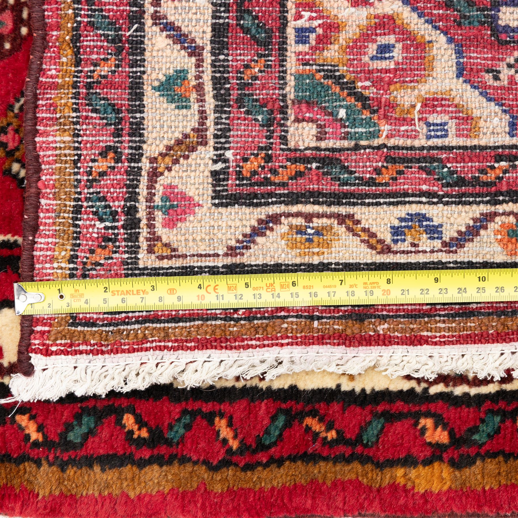 North west Persian hand-knotted Malayer runner, vibrant rose field with an all-over lattice design of lozenges and stylised floral motifs, ivory spandrels within a zig-zag main border flanked by multiple guard stripes 