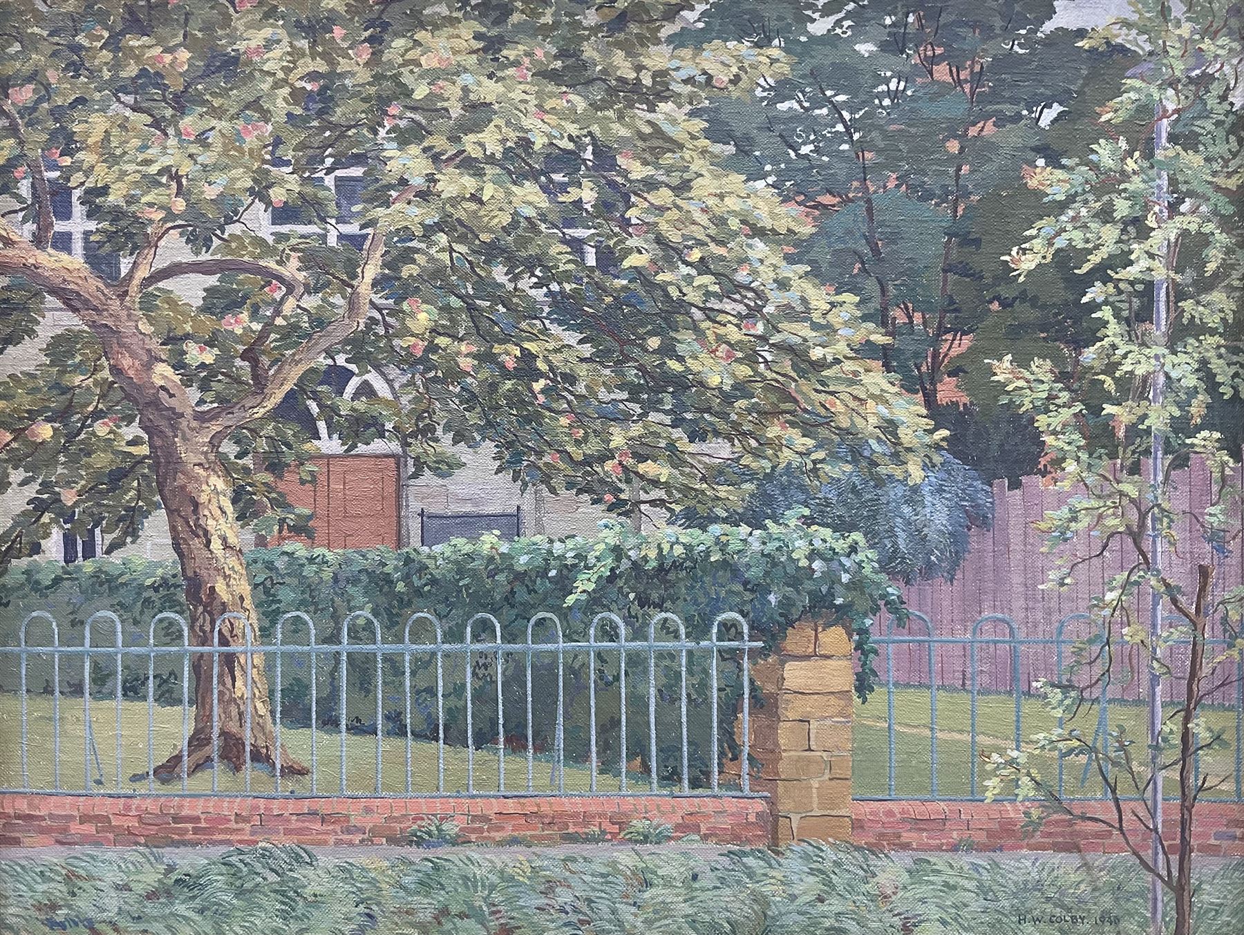 Homer Wayland Colby (American 1874-1950): The Apple Tree, oil on canvas signed and dated 1946, 35cm x 45cm