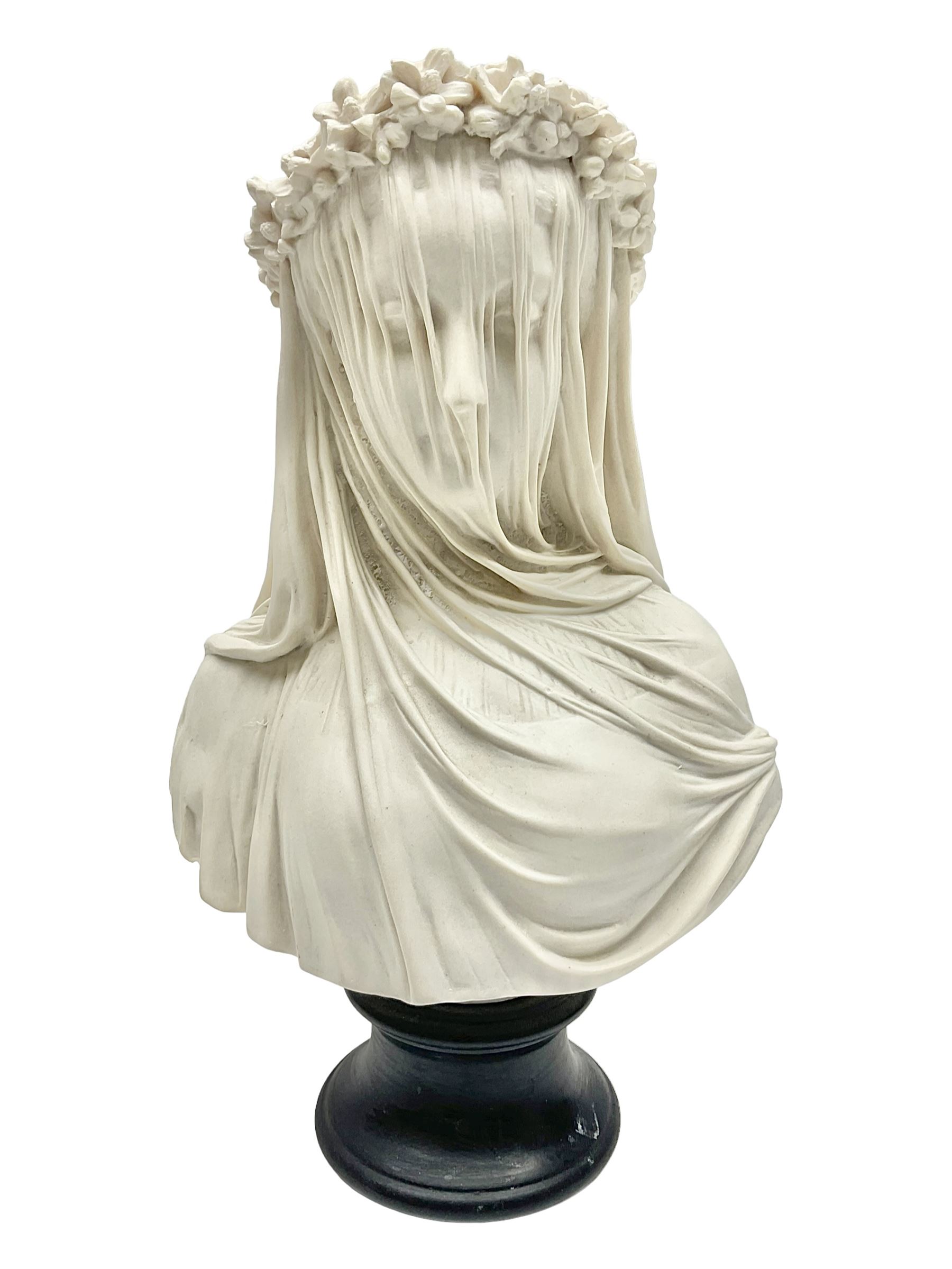 After Antonio Frilli, bust of A Veiled Bride signed A Filli, Firenze, Italy beneath, H34cm 