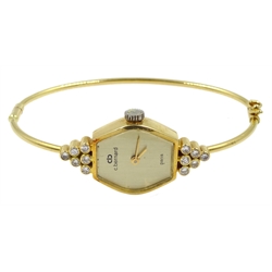 C.Bernard Paris ladies 18ct gold diamond bangle wristwatch, manual wind