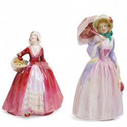 Eleven Royal Doulton figures, including Miss Demure HN1402, Ninette HN4717, Janet HN1537, Embrace HN4258 etc 