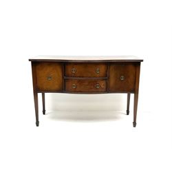 Mahogany Regency sideboard reeded moulding, two short drawers flanked by two single cupboards, spayed tapering supports