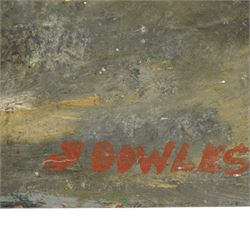 John Gilbey Bowles (British 1929-2011): A Cloaked Gathering, oil on board signed 58cm x 70cm
Notes: exhibited at Williamson Art Gallery, Birkenhead