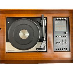 1970s mahogany radiogram with ‘Garrard’ SP25 MK IV turntable and integrated speakers