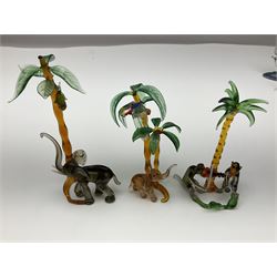 Large collection of hand-blown glass animals and figures, to include fish, birds, cats, dogs, monkeys etc