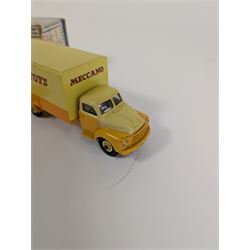 Dinky Toys Bedford Pallet Jekta Van no 930, two tone yellow body with red 'Dinky Toys' lettering, in original box with two orange pallets and instructions