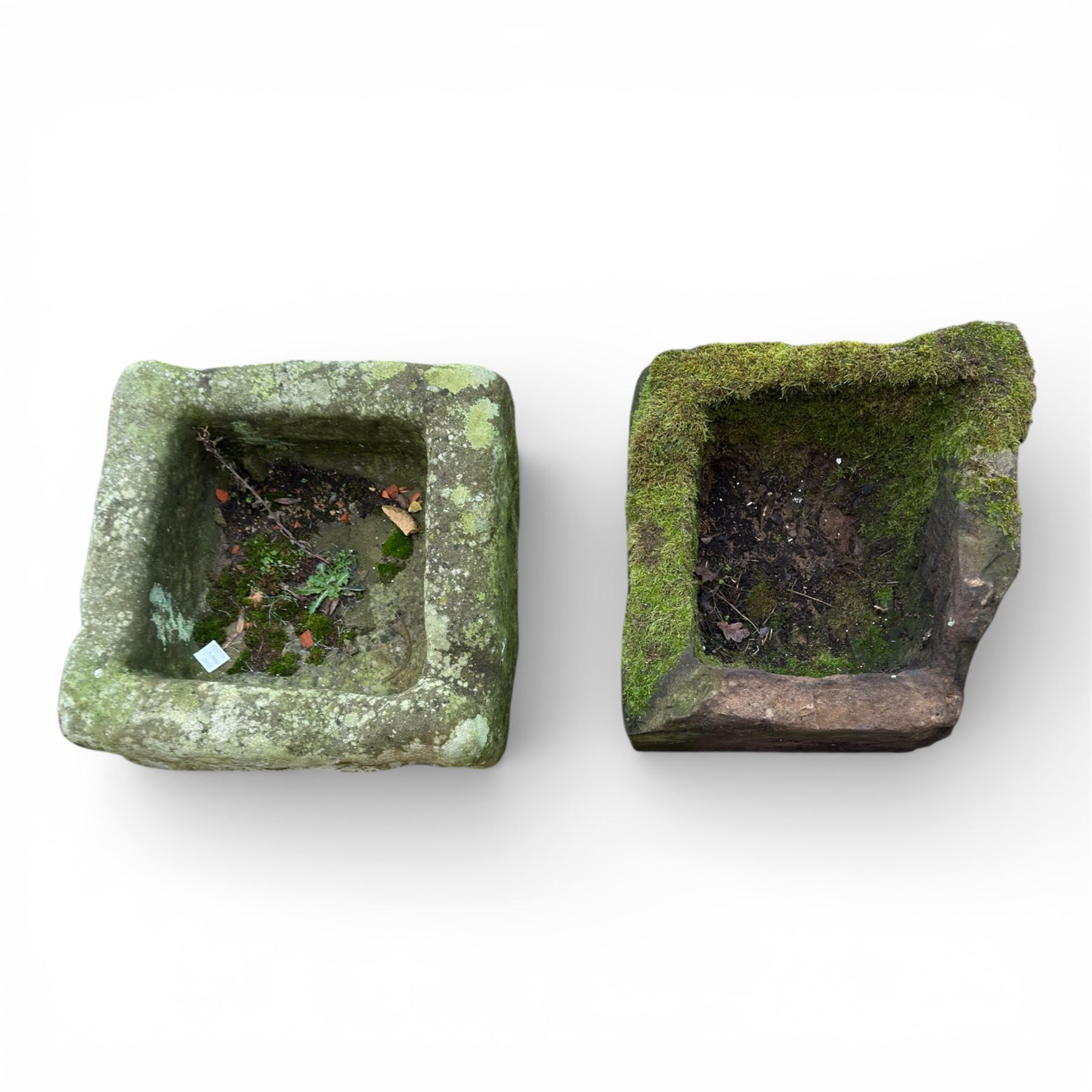 Two 19th century hewn stone planters