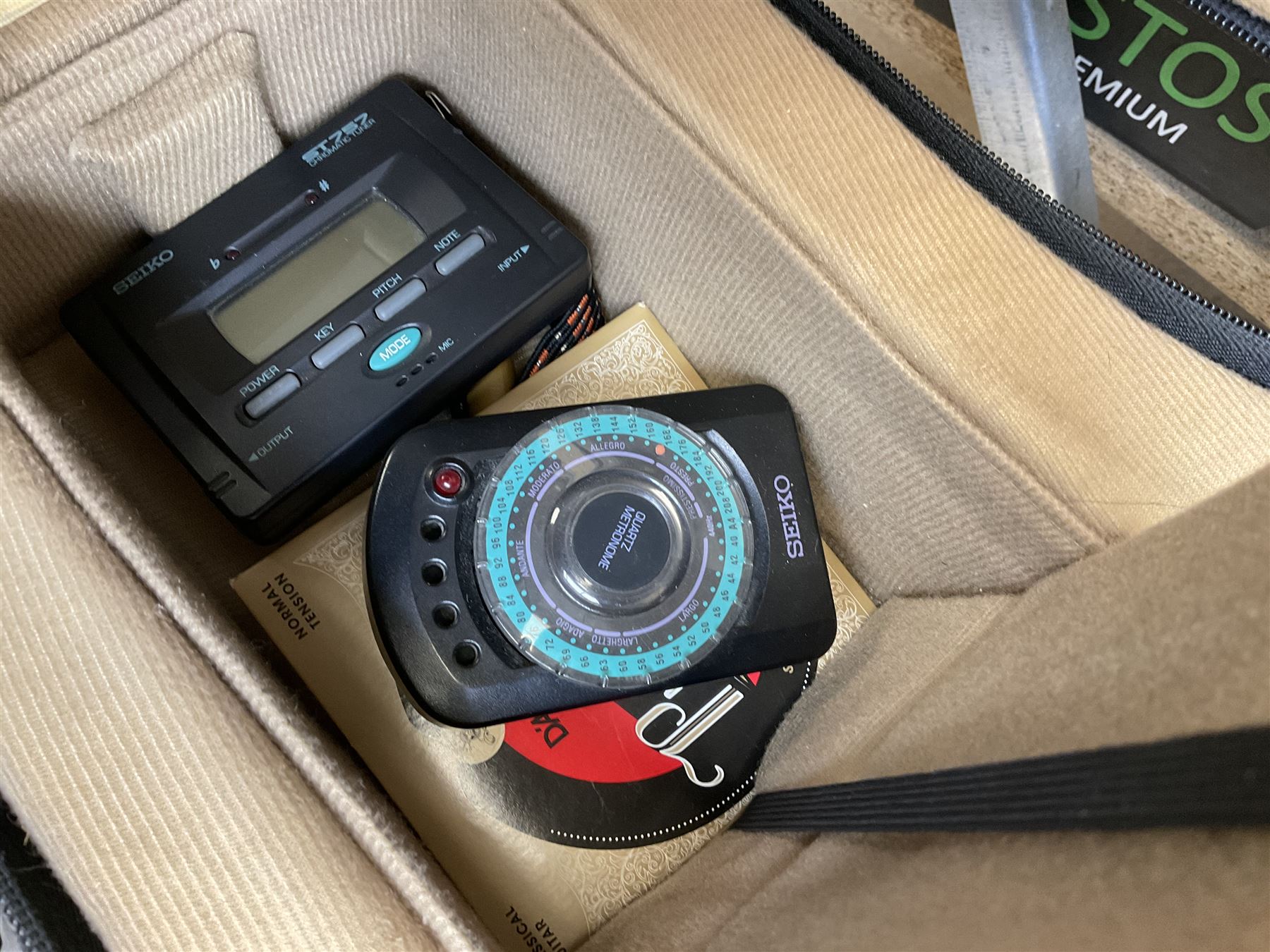 Alhambra Muro De Alcoy Spanish acoustic guitar No.47045807 with mahogany back and sides and spruce top L101cm, in carrying case with Seiko metronome and Chromatic Tuner