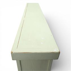 Large painted pine dresser sideboard, fitted with three drawers and five cupboards