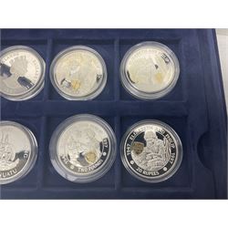 The Royal Mint Golden Wedding Anniversary silver proof coin collection, comprising twenty-four international commemorative coins, cased with certificates
