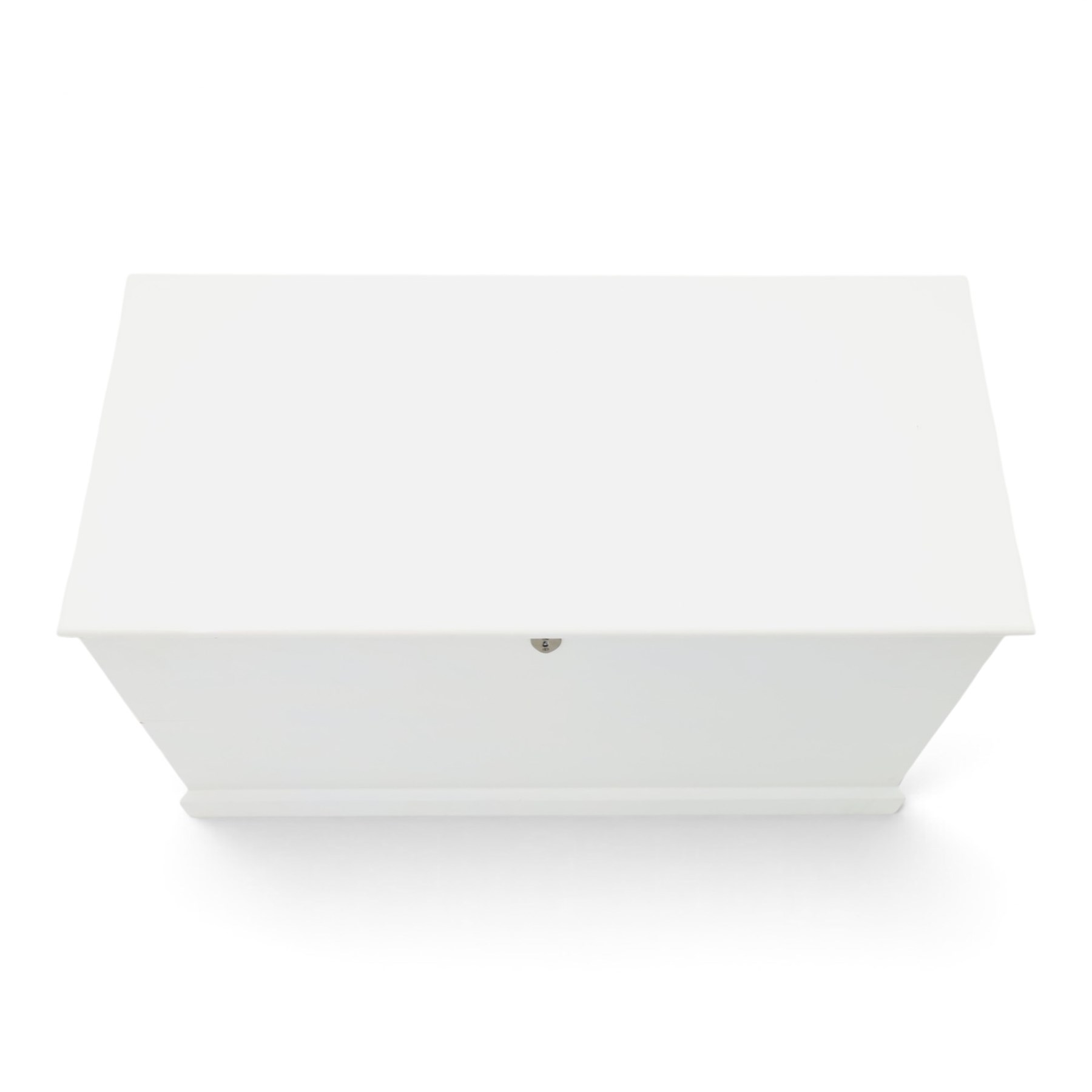 And So To Bed - Victorian style white painted blanked chest with twin brass carrying handles, on plinth base