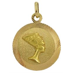 18ct gold Pharao and Lady Justice head pendant, stamped 750 
