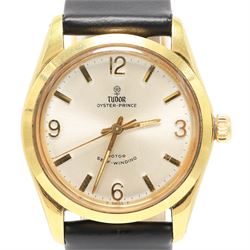 Tudor Oyster-Prince gentleman's stainless steel and gold-plated automatic presentation wristwatch, circa 1967, Ref. 7965, serial No, 592716, silvered dial with baton and Arabic hour markers, on black leather strap