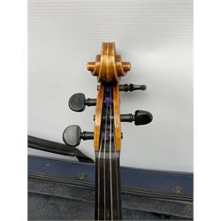 Viola with 39.5cm two-piece maple back and ribs and spruce top, bears label 'Camille Violins William Piper Anno.1982 No.99 Birmingham', overall L66cm; in modern French Orly fitted case with Martin Leipzig silver mounted pernambuco violin bow