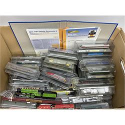 Collection of eighty-one Del Prado 'Locomotives of the World' continental 'N' gauge 1/160, magazine issue model trains, each on static display on wooden plinth with plaque and original opened bubble packaging and information folder; together with two others similar (83)