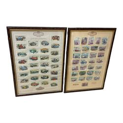 Collection of framed cigaret cards, including examples by John Players and sons 