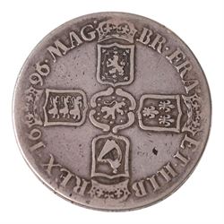William III 1696 silver one crown coin