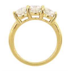 18ct gold three stone round brilliant cut diamond ring, hallmarked, total diamond weight approx 1.80 carat