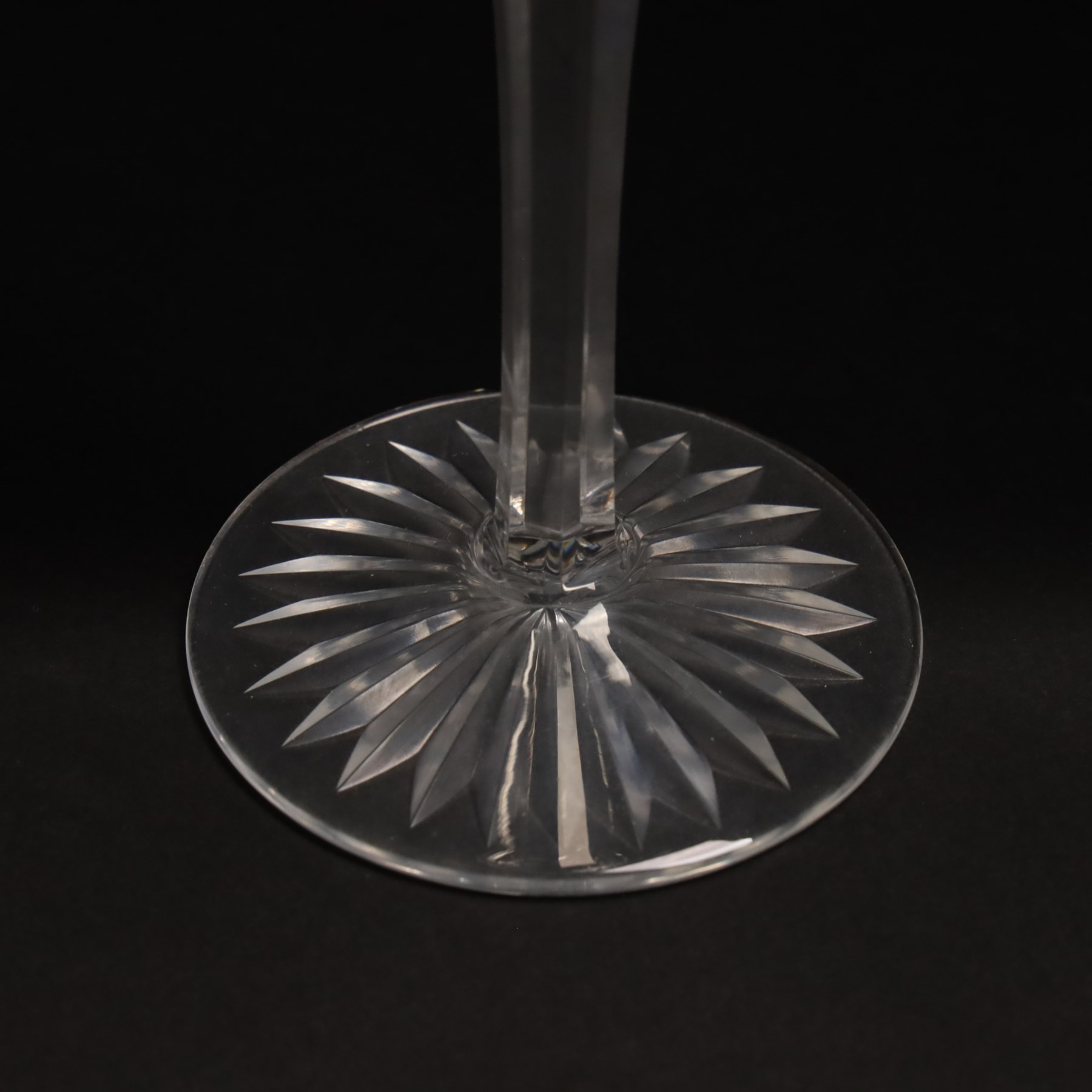 Stuart crystal Beaconsfield pattern claret jug with silver plated cover, matching water jug and pair of candlesticks