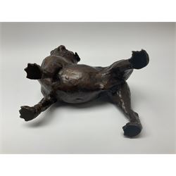 Grant Palmer, cold cast bronze model of a pug, H21.5cm L21cm