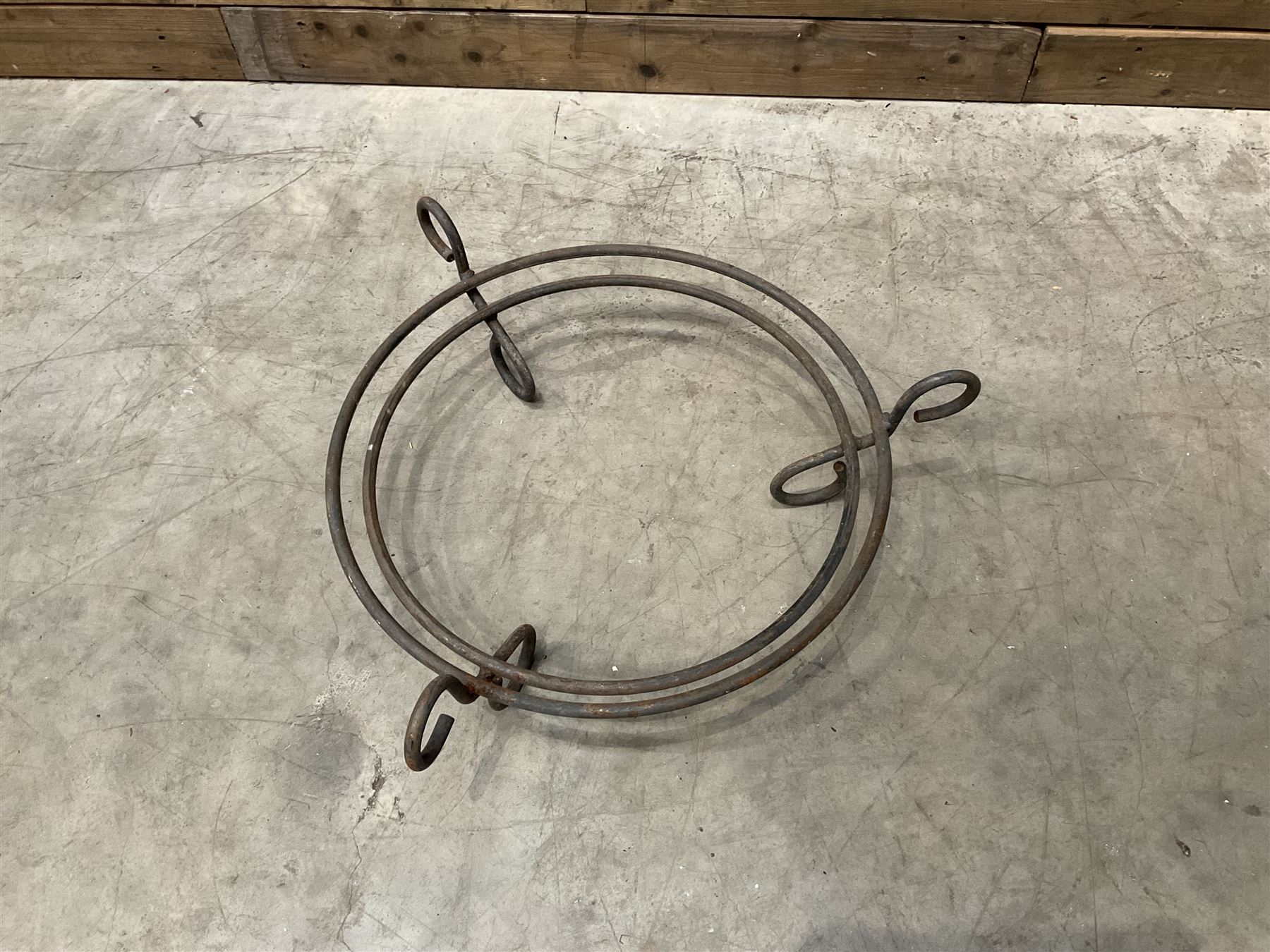 Black painted wrought iron fire guard , wicker log basket with stand, coal bucket and a fire kerb (4)