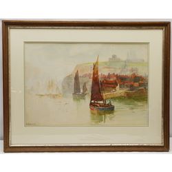 Frank Rousse (British fl.1897-1917): Hartlepool Boat leaving Whitby Harbour, watercolour signed 35cm x 53cm