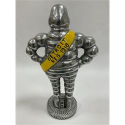 Polished aluminium Michelin man style figure, H38cm.