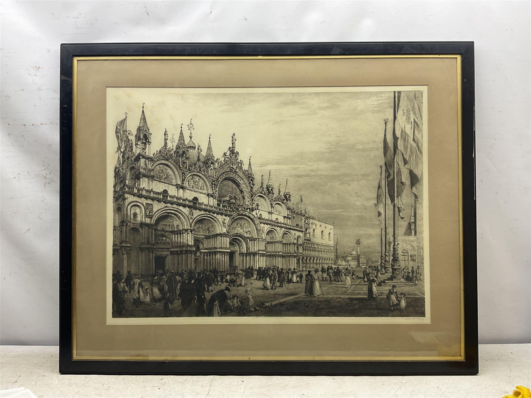 Axel Herman Haig (Swedish 1835-1921): 'Exterior of St Mark's - Venice', large etching signed in pencil, first and only state, titled on original label verso 58cm x 81cm. 