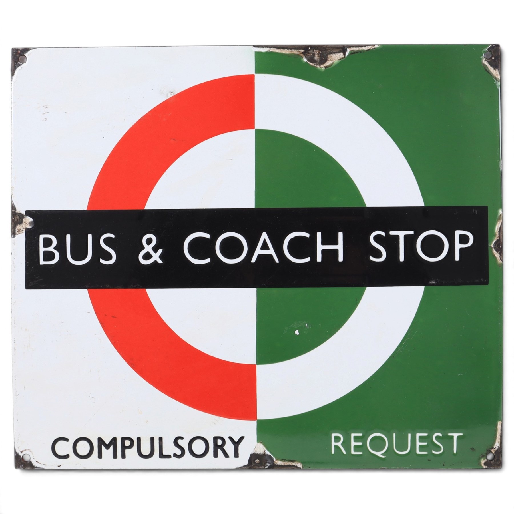 Reproduction enamel sign 'Bus & Coach Stop', H33cm