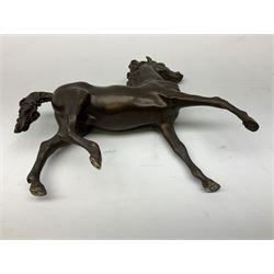 Patinated bronze model of a Horse with a rectangular marble base, L23cm x D14cm 