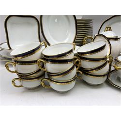 Pirkenhammer of Czechoslovakia Carlsbad pattern tea and dinner for twelve place settings to include dinner plates, soup bowls, side plates, covered tureen, tea cups and saucers, coffee cups and saucers, teapot, milk jug, covered surier, etc, with an addition twelve dinner plates (110)