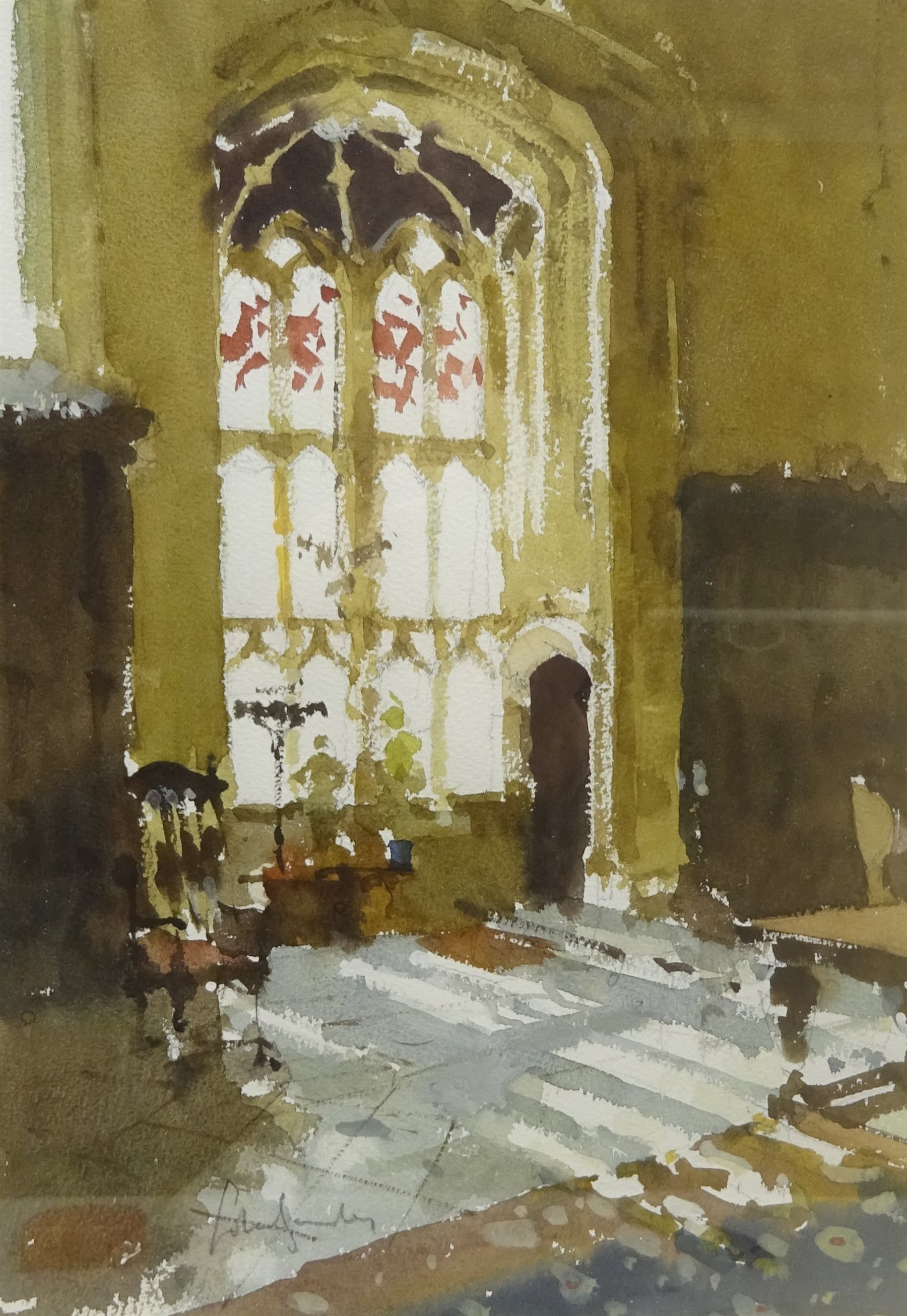 John Yardley (British 1933-): 'Tudor Window', watercolour signed, titled on Richard Hagen, Broadway gallery label verso 34cm x 24cm