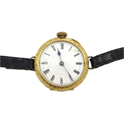 French gold wristwatch stamped 18k
