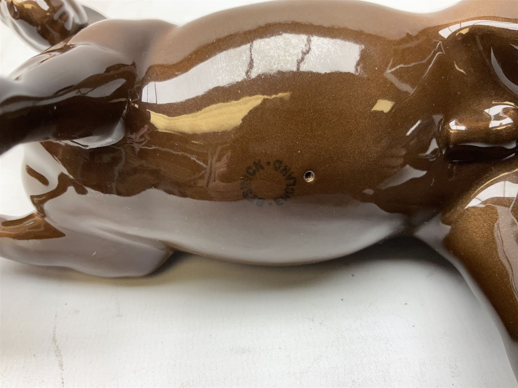 Six Beswick figures of bay horses, including large hunter no.1734, Shire horse no.818, horse with tucked head no.1549, etc (6)