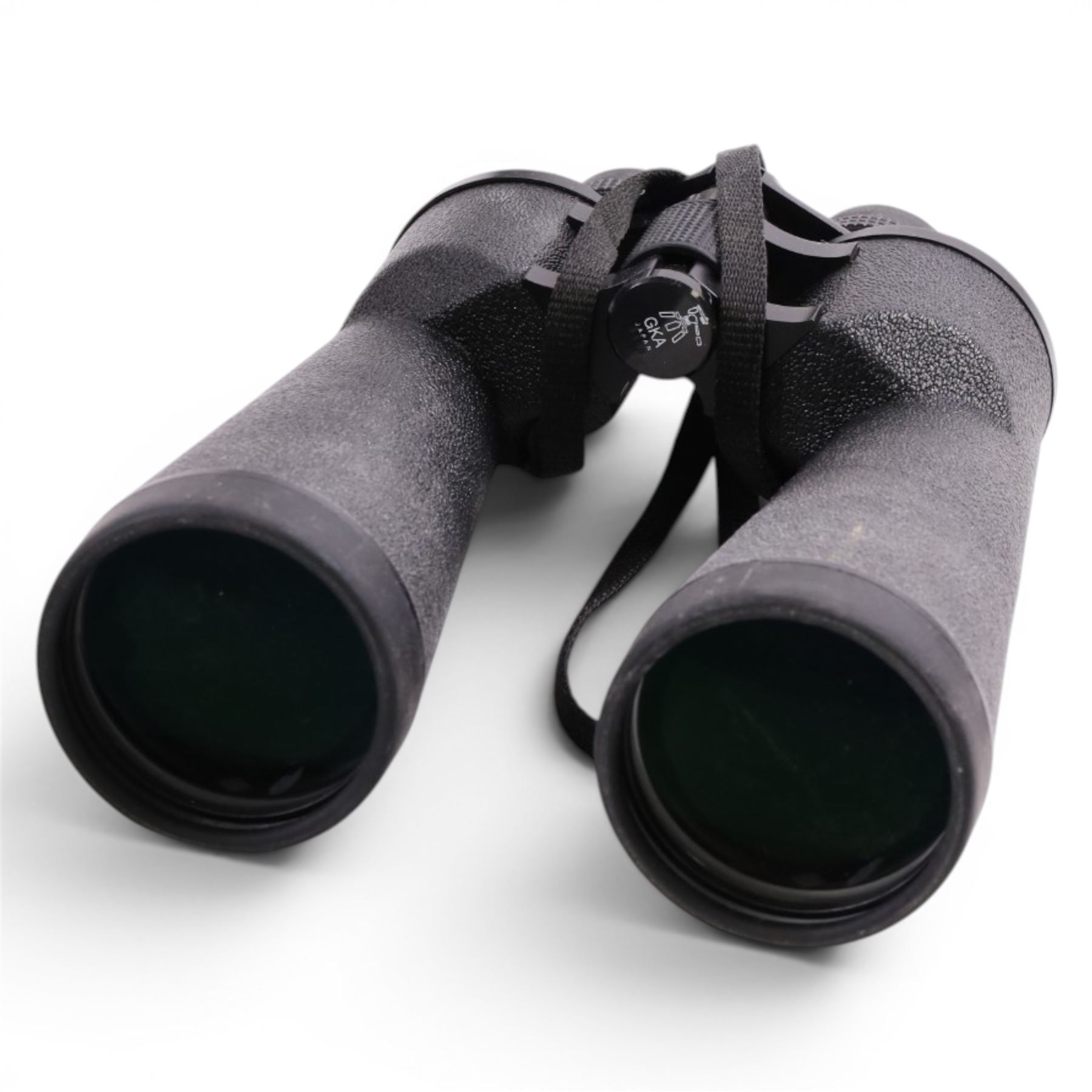 Three pairs of binoculars comprising Helios Stellar 15x70, Miranda 7x50 and Kershaw, together with a Lomo Astele 70 telescope on Velbron AF-2 tripod