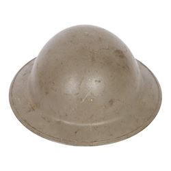 WWII MKII British Army steel helmet, together with British dispatch rider helmet,  French M26 and one other 